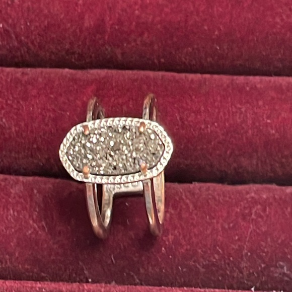 Kendra Scott Elyse Oval Dusy Silver Rose Gold Double Band Ring SZ 7 - Picture 2 of 6